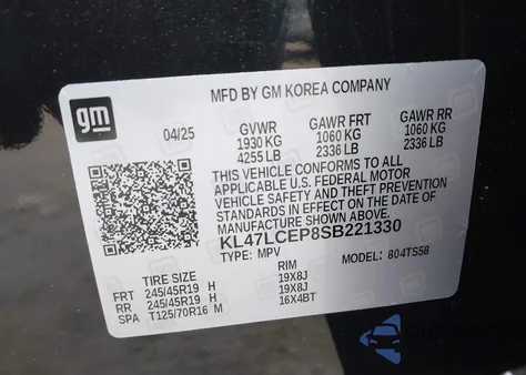 2025 Buick Envista Avenir Fwd из США, поврежденный, VIN KL47LCEP8SB221330